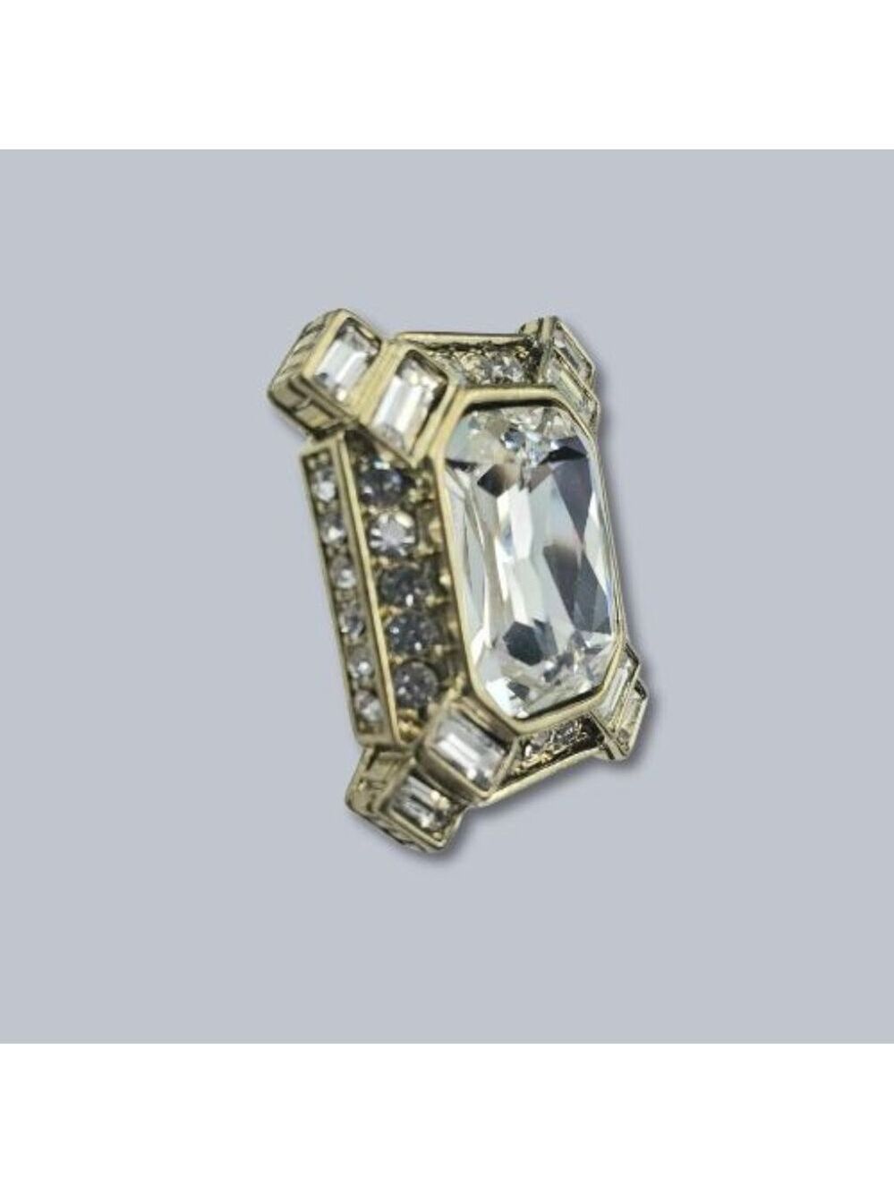 Heidi Daus Clip Earrings Estate Splendor Clear Crystal Rectangular Gold Tone OS - Picture 12 of 12